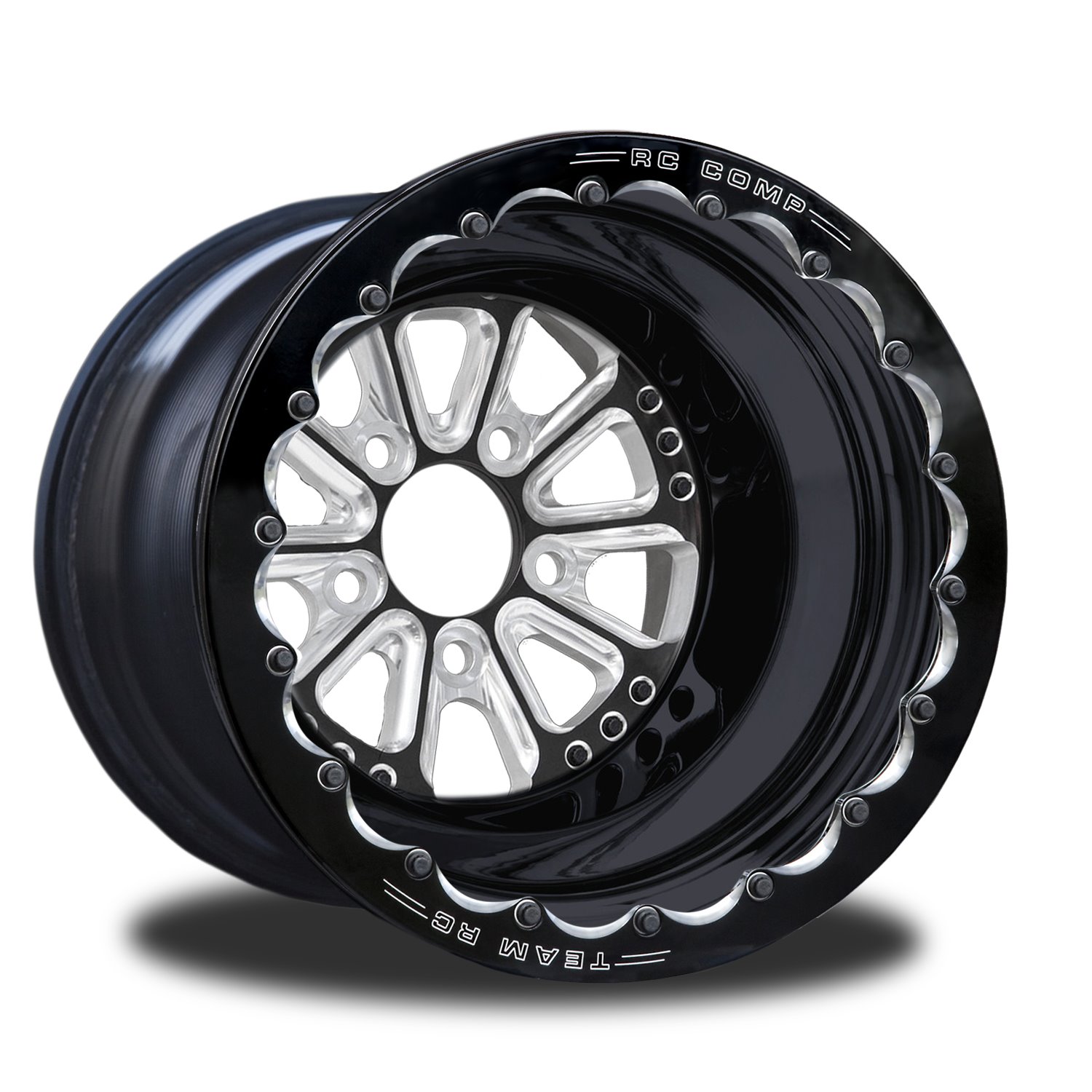 CSA556B2E-02E Exile Eclipse Double-Beadlock Rear Wheel [Size: 15" x 8"] Black Anodized w/ Machined Accents & Black Barrel