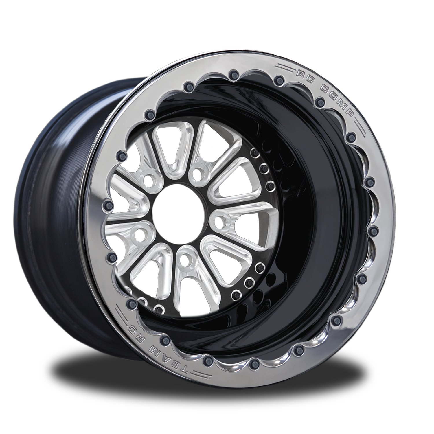 CSA556B2P-02E Exile Eclipse Double-Beadlock Rear Wheel [Size: 15" x 8"] Black Anodized w/ Machined Accents & Black Barrel