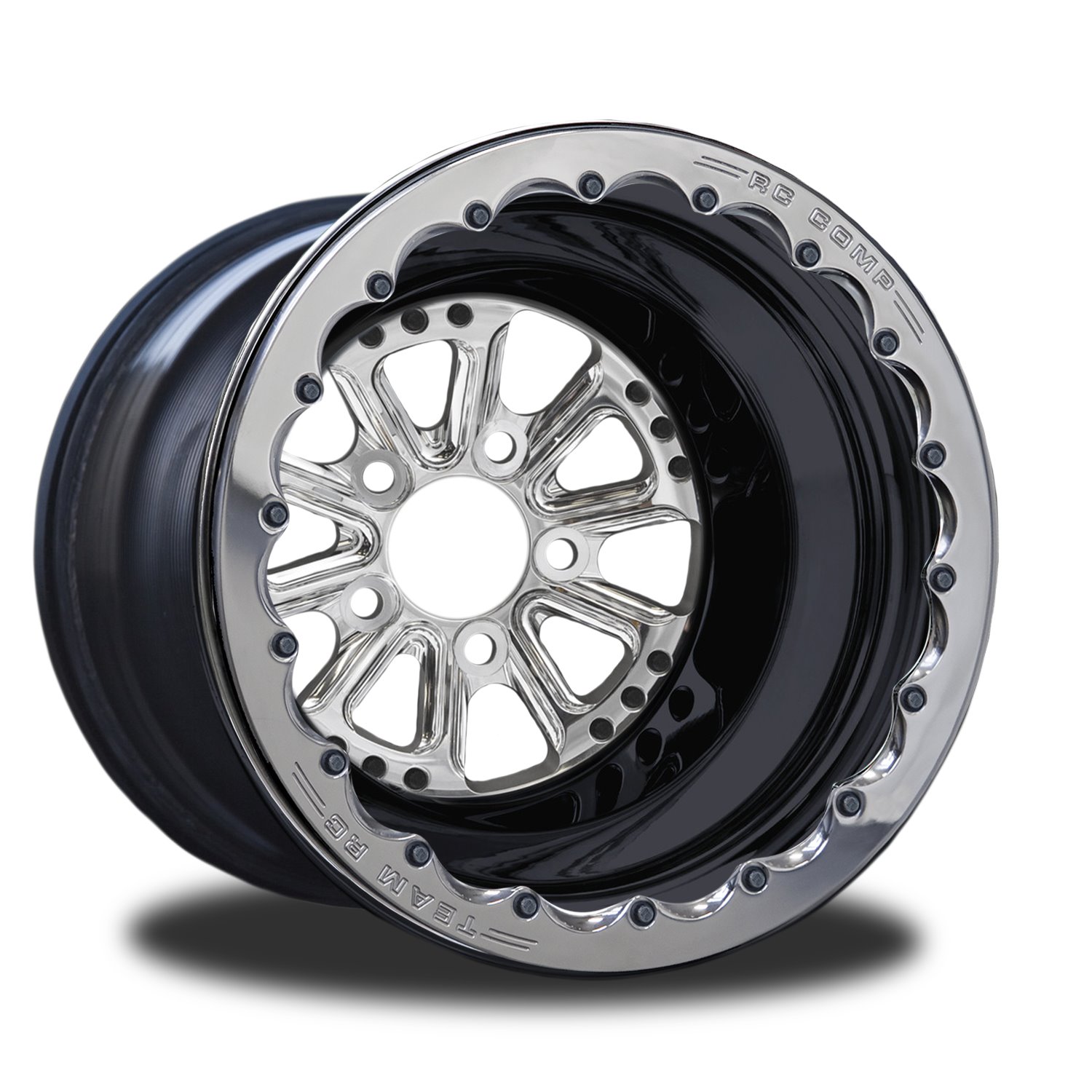 CSA556B2P-02P Exile Polished Double-Beadlock Rear Wheel [Size: 15" x 8"] Polished w/ Black Barrel