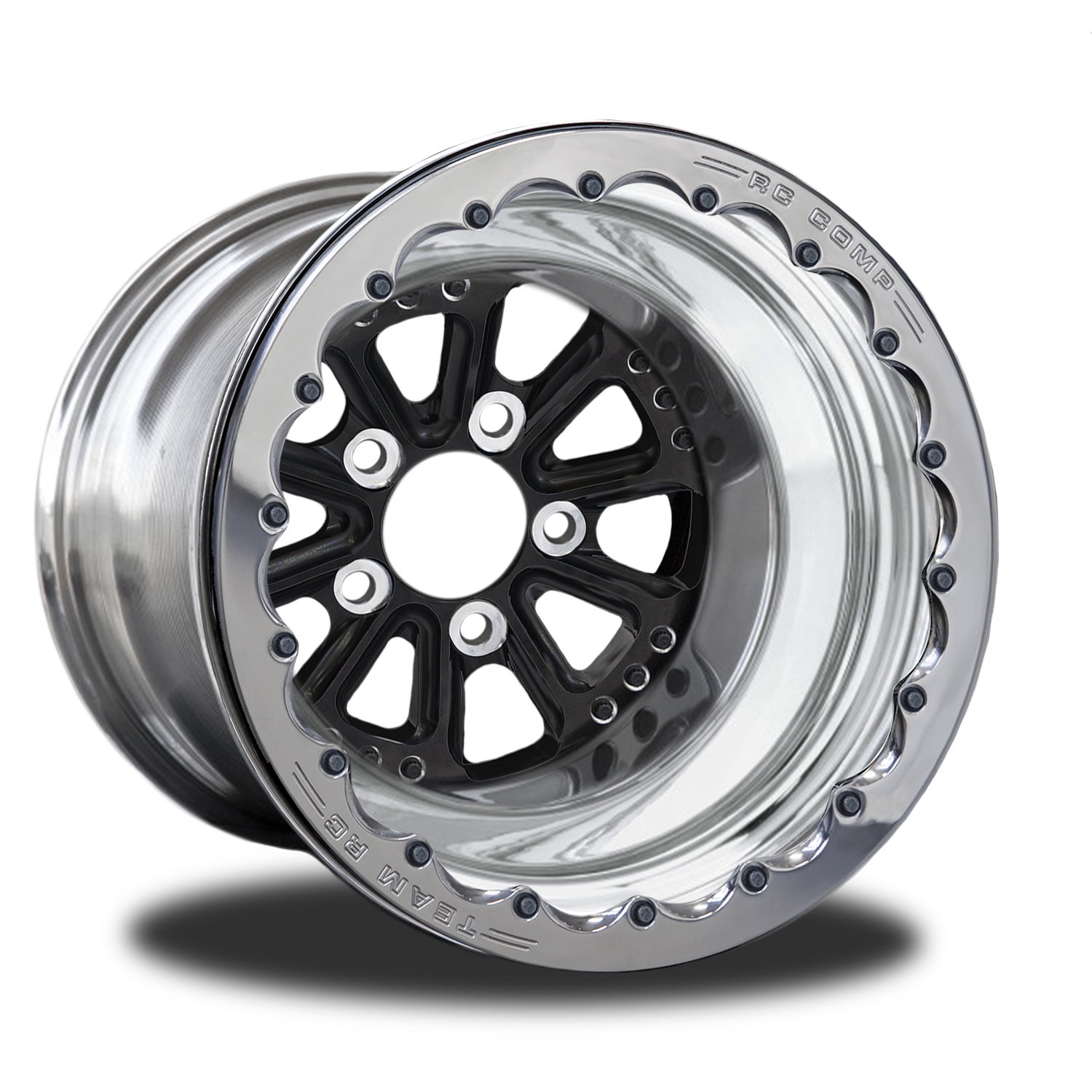 CSA556P2P-02B Exile Black Double-Beadlock Rear Wheel [Size: 15" x 8"] Black Anodized w/ Polished Barrel