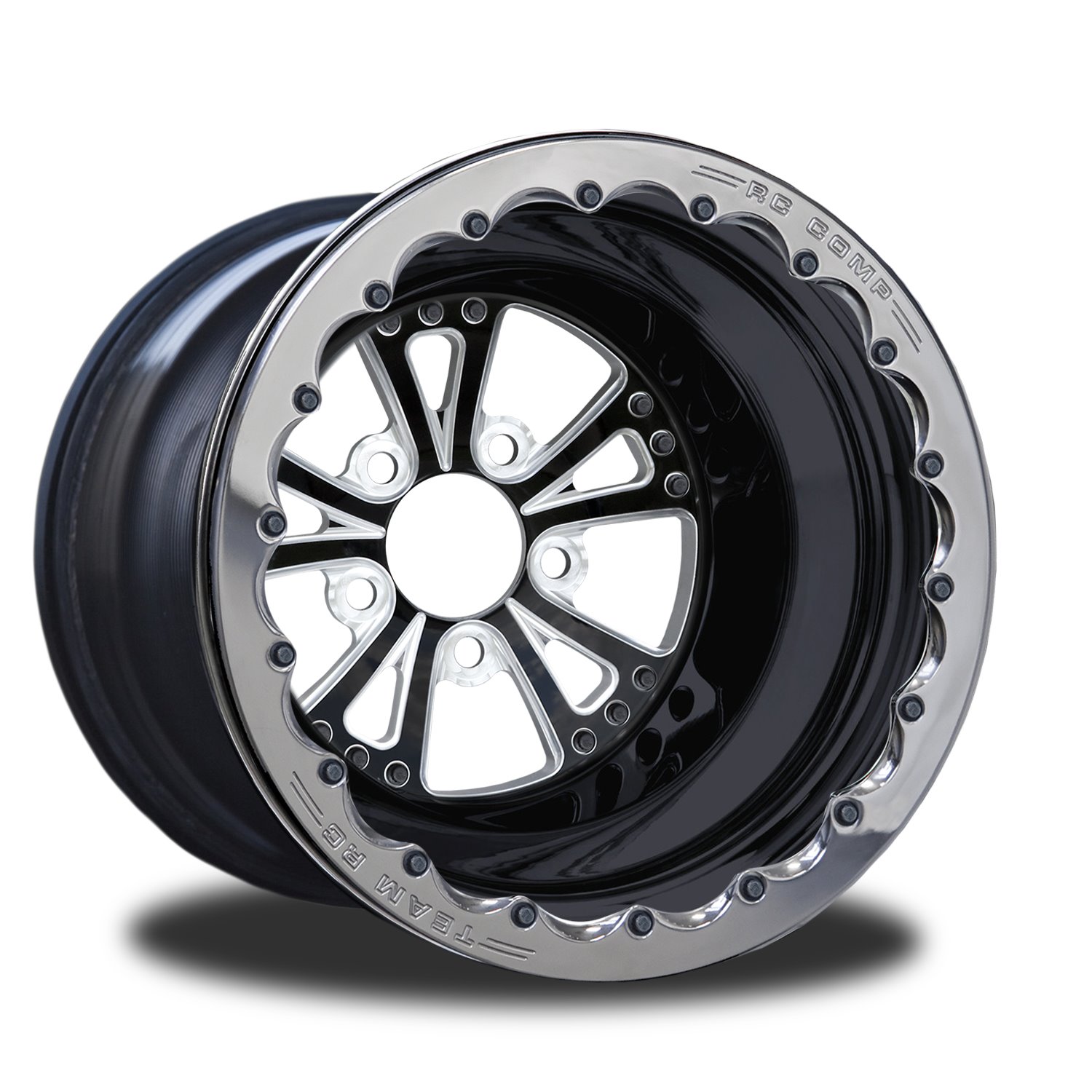 CSA556B2P-01E Torx Eclipse Double-Beadlock Rear Wheel [Size: 15" x 8"] Black Anodized w/ Machined Accents & Black Barrel