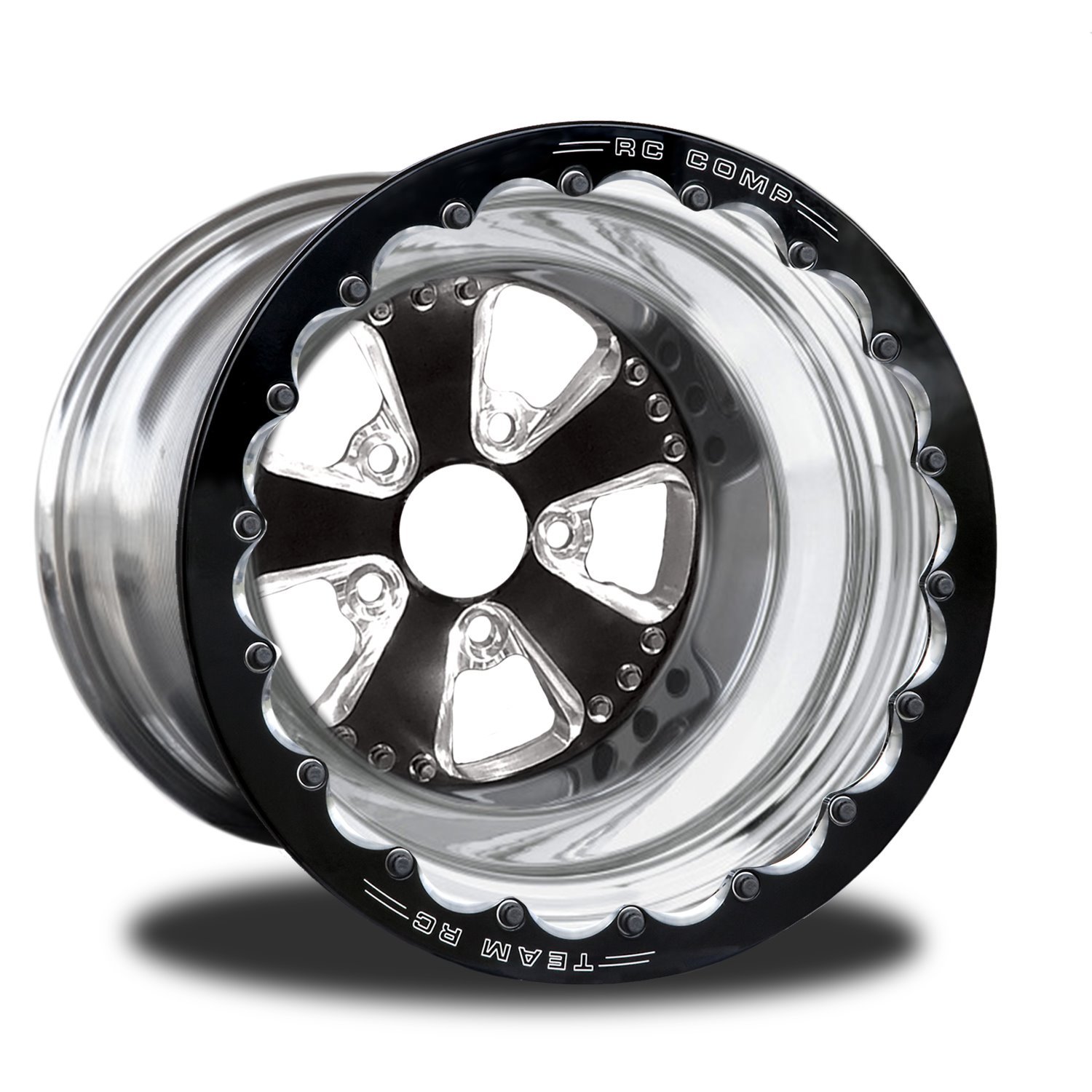 CSH601P2E-10E Retro Eclipse Double-Beadlock Rear Wheel [Size: 15" x 14"] Black Anodized w/ Machined Accents & Polished Barrel