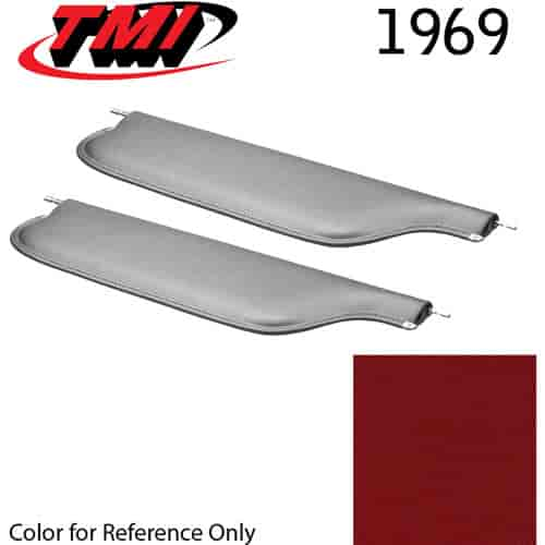 21-81407-3597 RED - 1969 CAMARO CONVERTIBLE MADRID GRAIN UPHOLSTERY VINYL - PAIR OF SUNVISORS