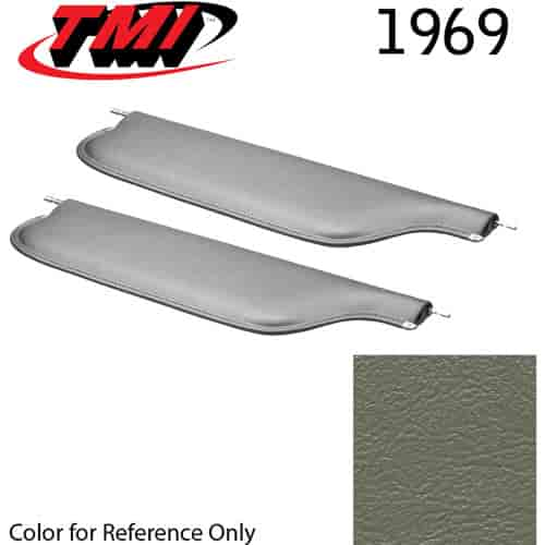 21-81407-3603 MEDIUM GREEN - 1969 CAMARO CONVERTIBLE MADRID GRAIN UPHOLSTERY VINYL - PAIR OF SUNVISORS