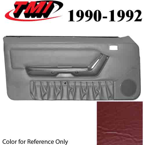 10-73100-6244-6244 SCARLET RED 1990-92 - 1992 MUSTANG COUPE & HATCHBACK DOOR PANELS POWER WINDOWS WITH VINYL INSERTS