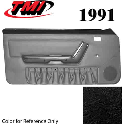 10-73201-6958-6958 EBONY BLACK 1990-93 - 1991 MUSTANG COUPE & HATCHBACK DOOR PANELS MANUAL WINDOWS WITH VINYL INSERTS