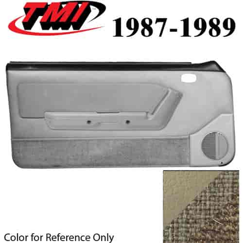 10-73217-973-74-906 SAND BEIGE - 1987-89 MUSTANG COUPE & HATCHBACK DOOR PANELS MANUAL WINDOWS WITH TWEED INSERTS