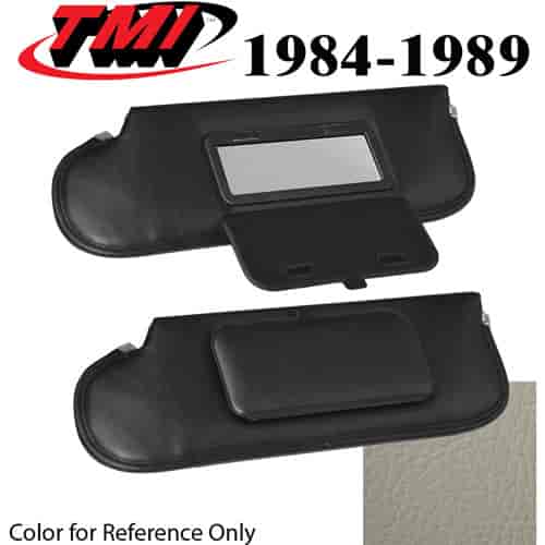 21-74003-997 OXFORD WHITE 1984-89 - 1983-86 CONVT. MUSTANG SUNVISORS WITH MIRRORS SEAT VINYL