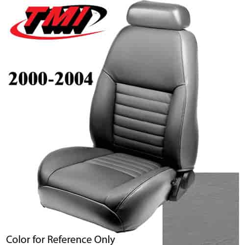43-76600-L620 2000-04 MUSTANG GT FRONT BUCKET SEAT MEDIUM GRAPHITE LEATHER UPHOLSTERY SMALL HEADREST COVERS INCLUDED
