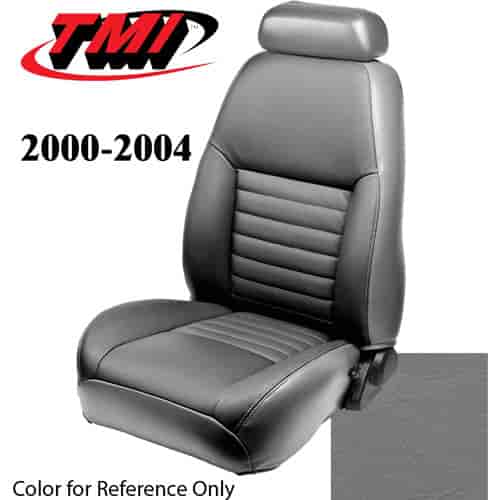 43-76300-6890 2000-04 MUSTANG GT FRONT BUCKET SEAT MEDIUM GRAPHITE VINYL UPHOLSTERY SMALL HEADREST COVERS INCLUDED