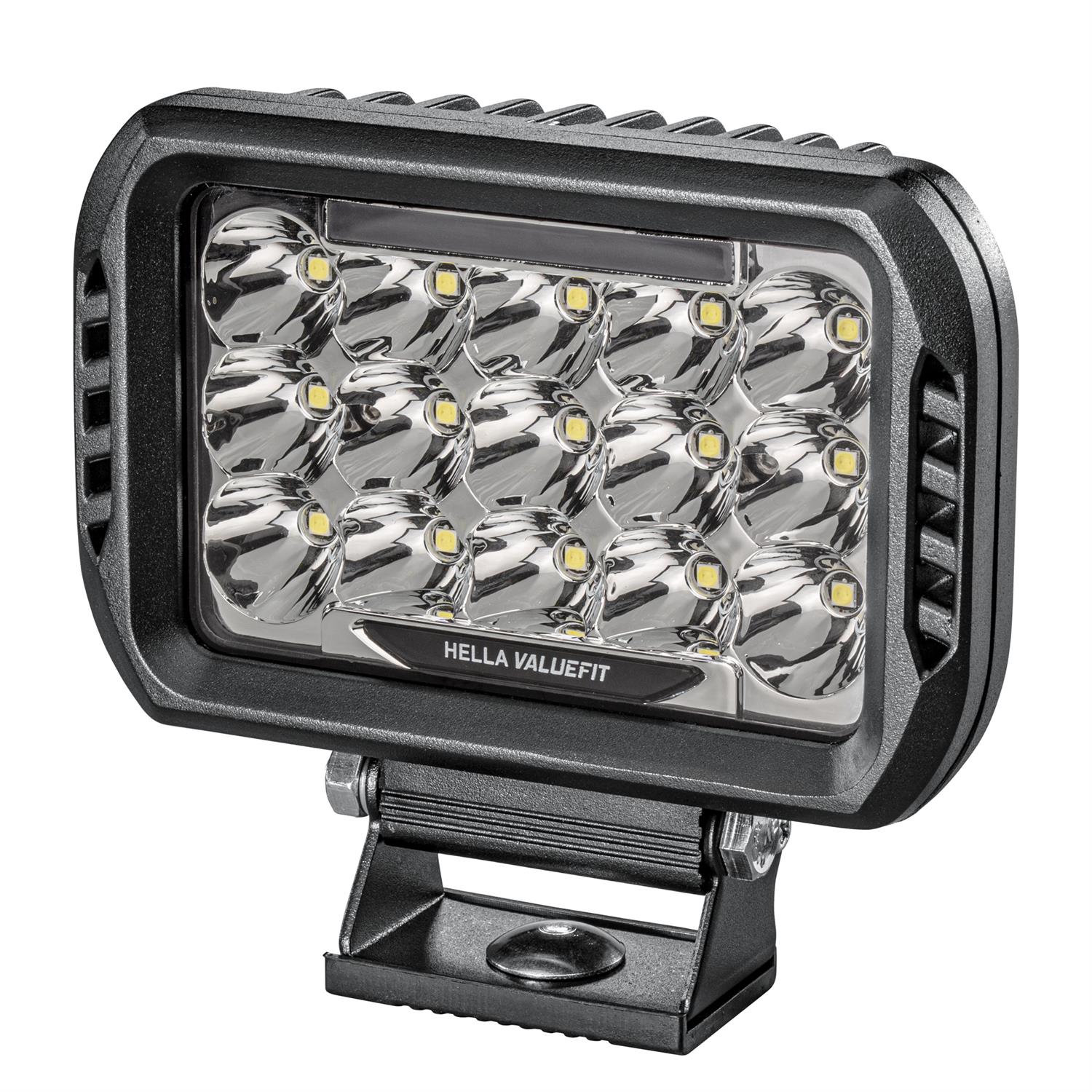 Hella 358154041: ValueFit 450 LED Rectangle Auxiliary Driving Light | 15  High-Power LEDs | Pedestal Mount | Die-Cast Aluminum Housing | IP67 Rated |  For Off-Road Driving Use Only | 75 W | 3,000 Lm | 6,000 K || Sold  Individually - JEGS