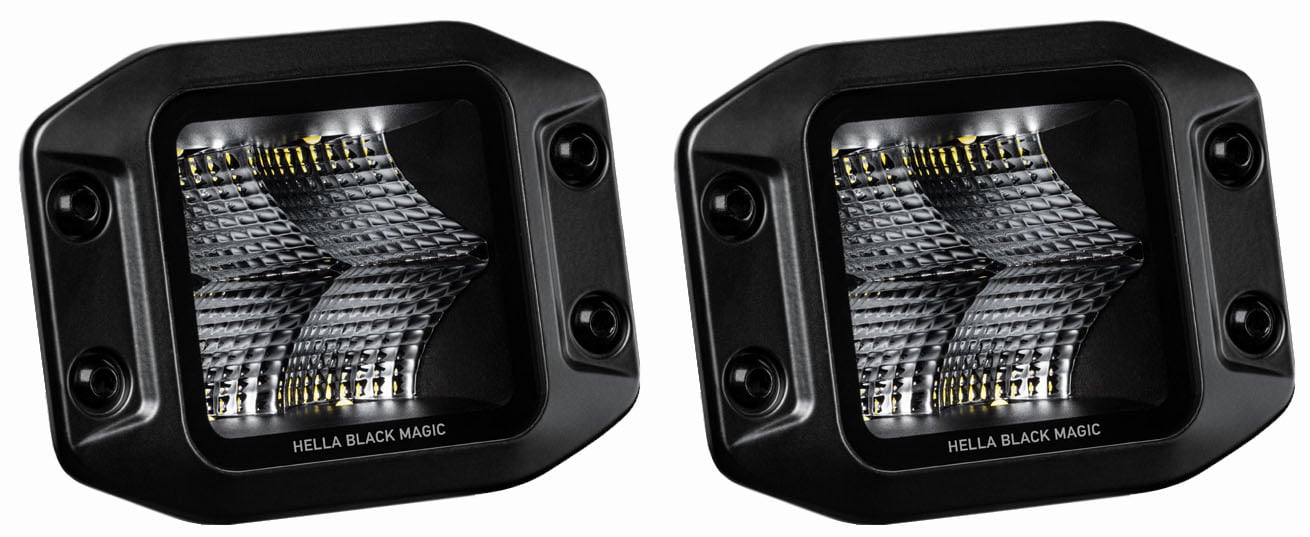 Hella Black Magic Series Flood LED Cube Light Kit, 3.200 in. Diameter,  Flush-Mount