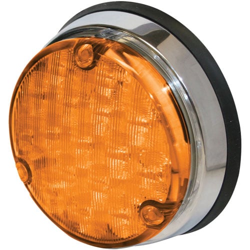 110mm Turn Lamp Round Amber Lens Chrome Bezel SAE Approved Rear