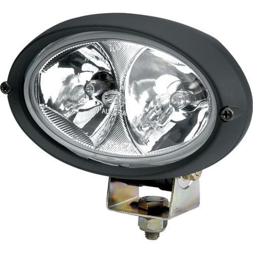 Oval 100 Halogen Work Lamp Clear Lens Black Housing Double Beam Long Range 12V 55W Each