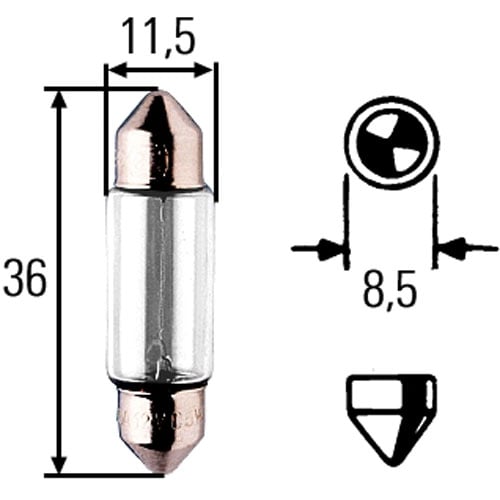 T3.25 Incandescent Bulb 12V 10W