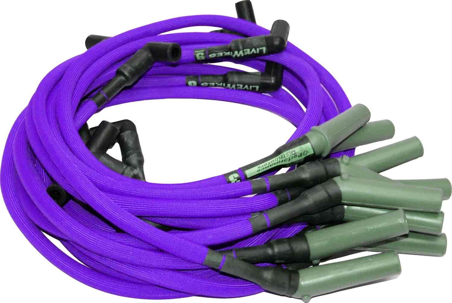 Plug Wires- Pts. Style Term -Purple-S.B. Chevy- Over Valve Covers- 90 Degree Boot
