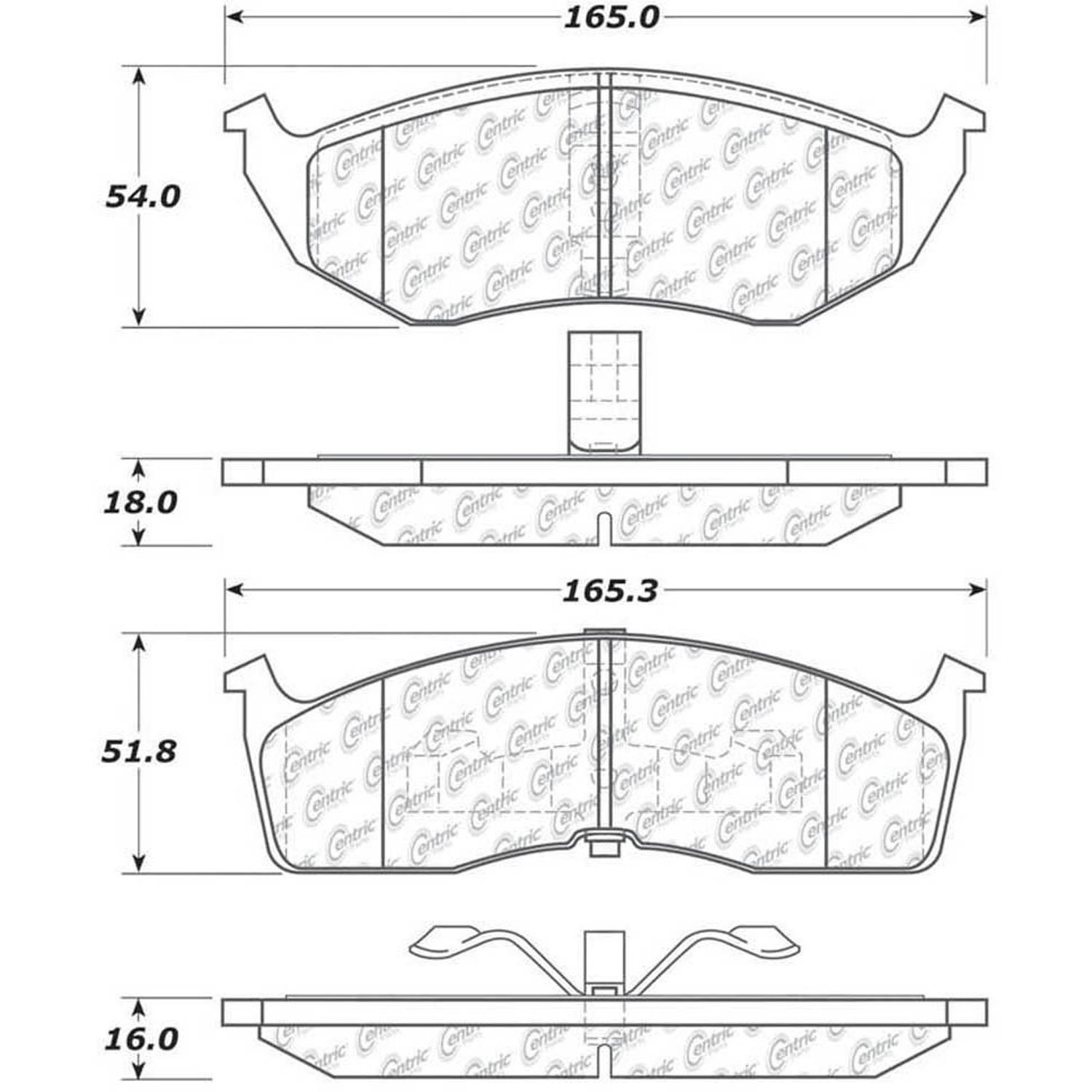 PosiQuiet Semi Met Pads 1998-2004 Chrysler Dodge Eagle 300M Concorde Intrepid LHS Vision