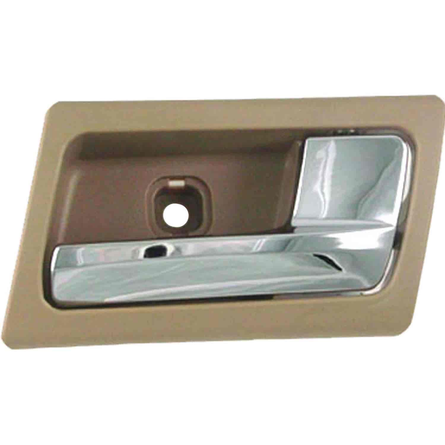 Interior Door Handle - Front Right - Chrome Lever+Brown Housing Parchment