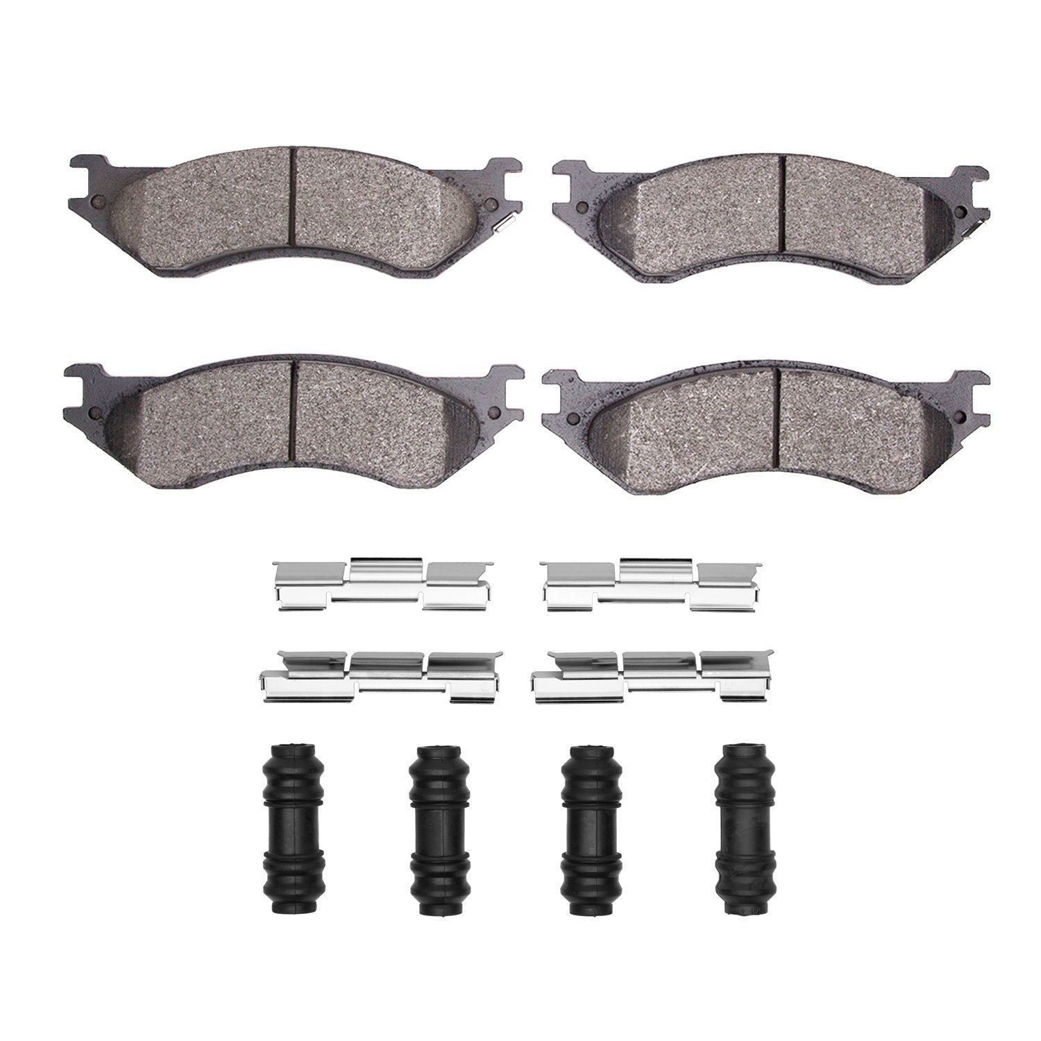 1214-0702-12 Heavy-Duty Brake Pads & Hardware Kit, 2000-2008 Mopar, Position: Rear