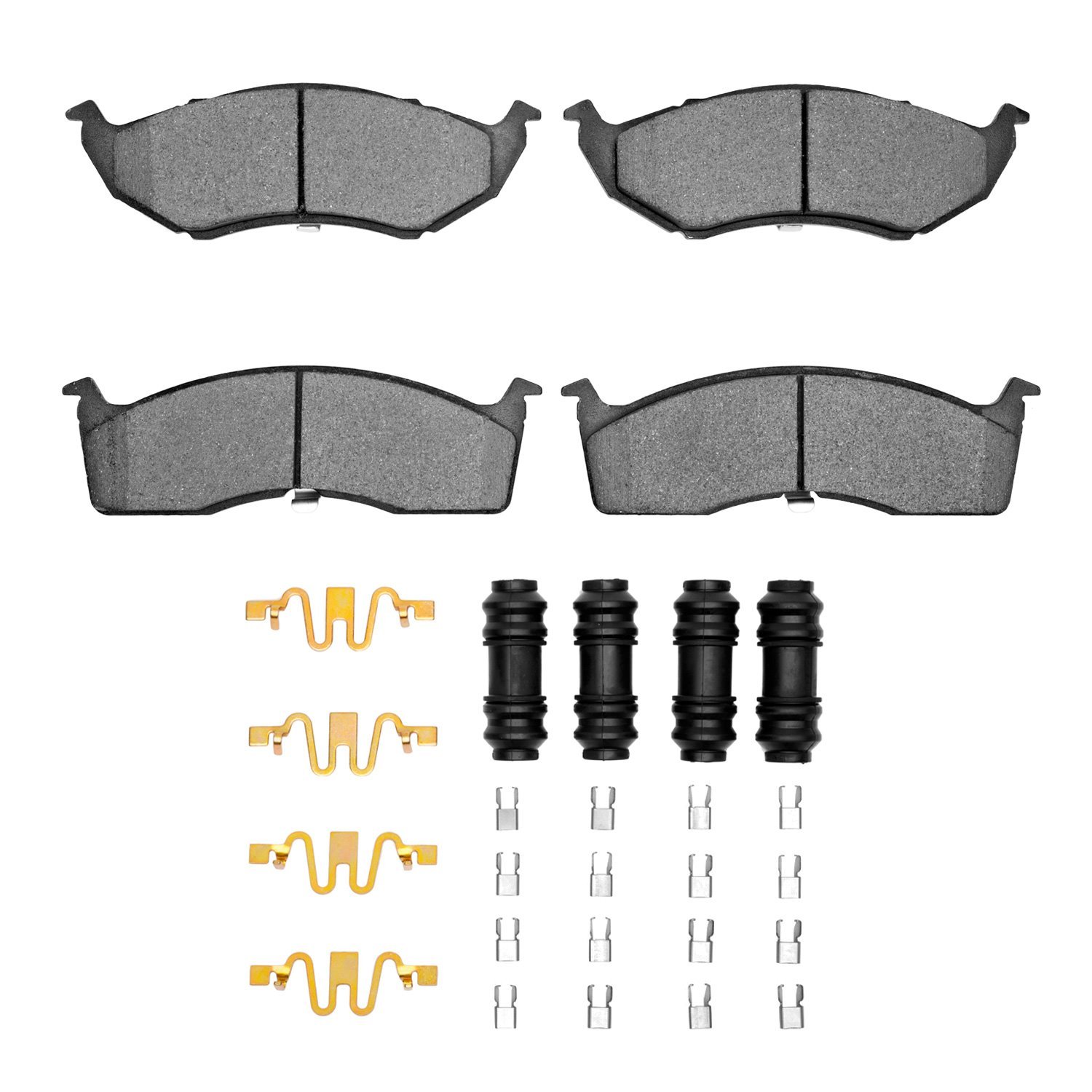 1311-0730-01 3000-Series Semi-Metallic Brake Pads & Hardware Kit, 1998-2004 Mopar, Position: Front