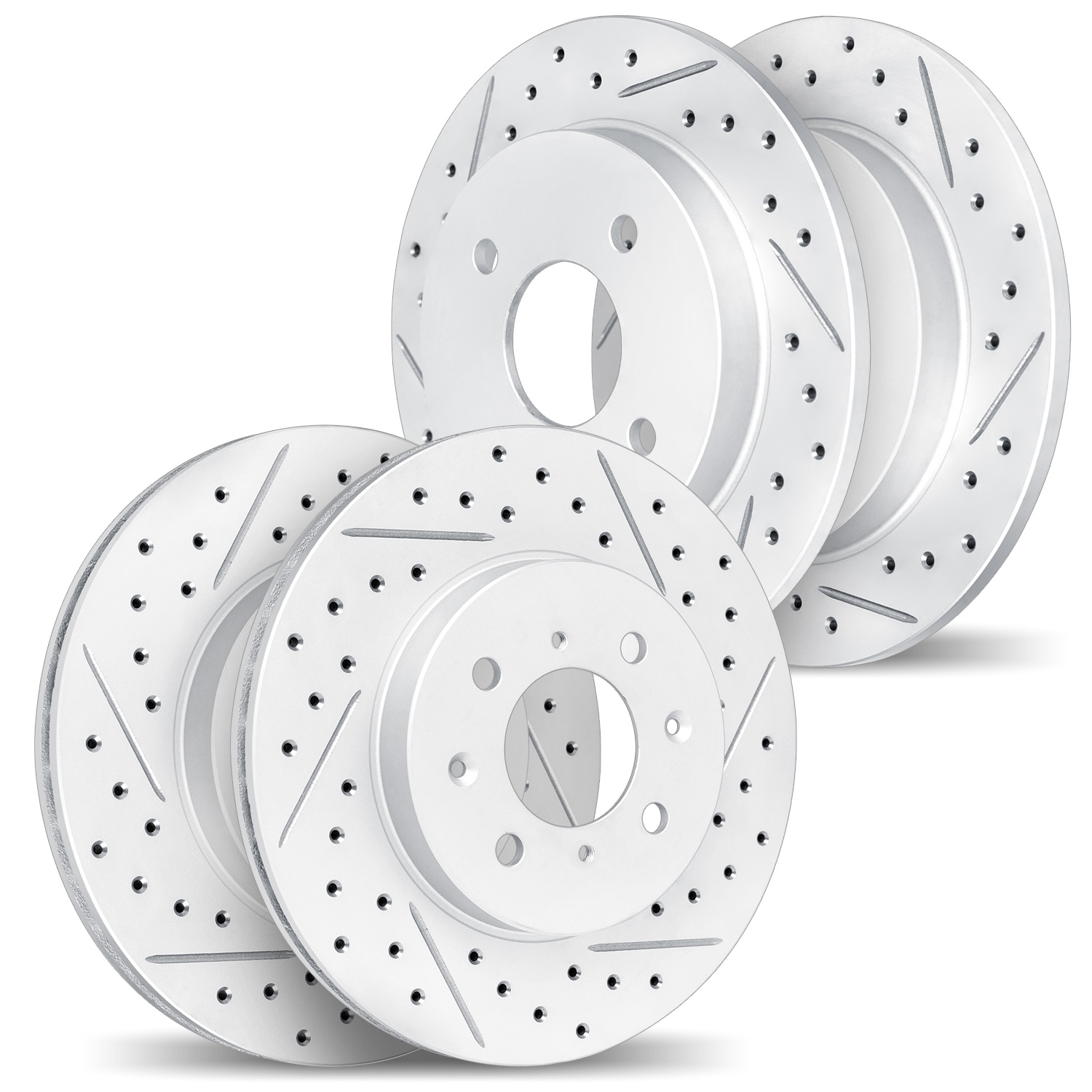 2004-03009 Geoperformance Drilled/Slotted Brake Rotors, Fits Select Kia/Hyundai/Genesis, Position: Front and Rear