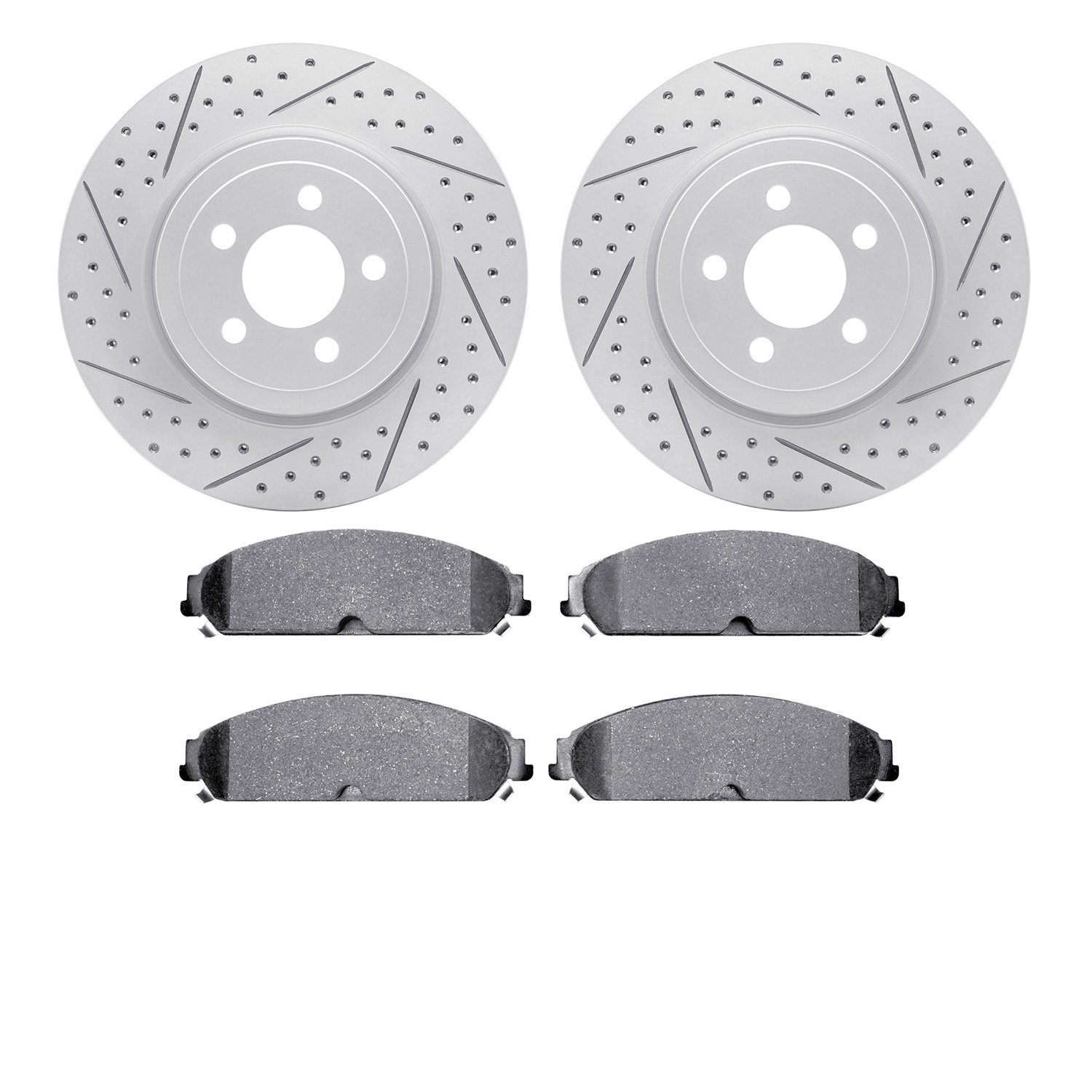 2202-39012 Geoperformance Drilled/Slotted Rotors w/Heavy-Duty Pads Kit, Fits Select Mopar, Position: Front