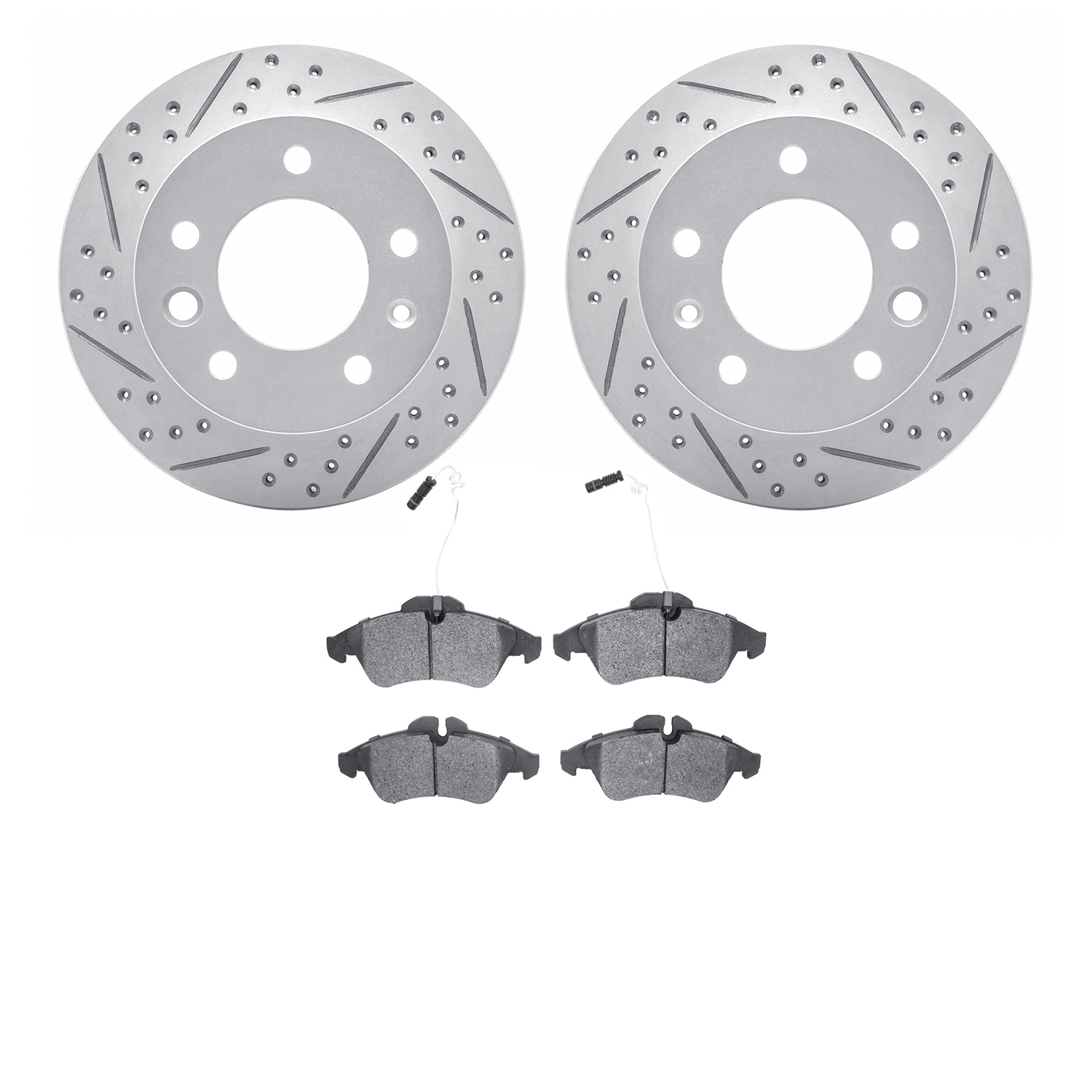 2202-40001 Geoperformance Drilled/Slotted Rotors w/Heavy-Duty Pads Kit, 2002-2006 Multiple Makes/Models, Position: Front