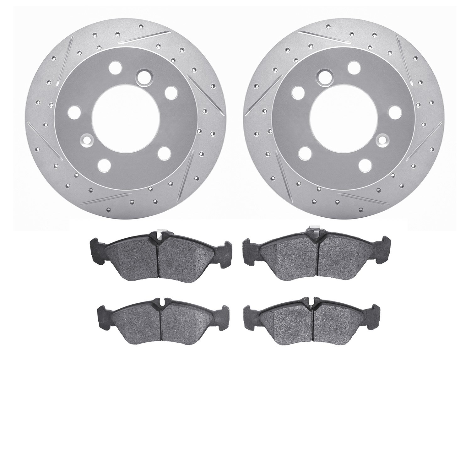 2202-40019 Geoperformance Drilled/Slotted Rotors w/Heavy-Duty Pads Kit, 2002-2006 Multiple Makes/Models, Position: Rear