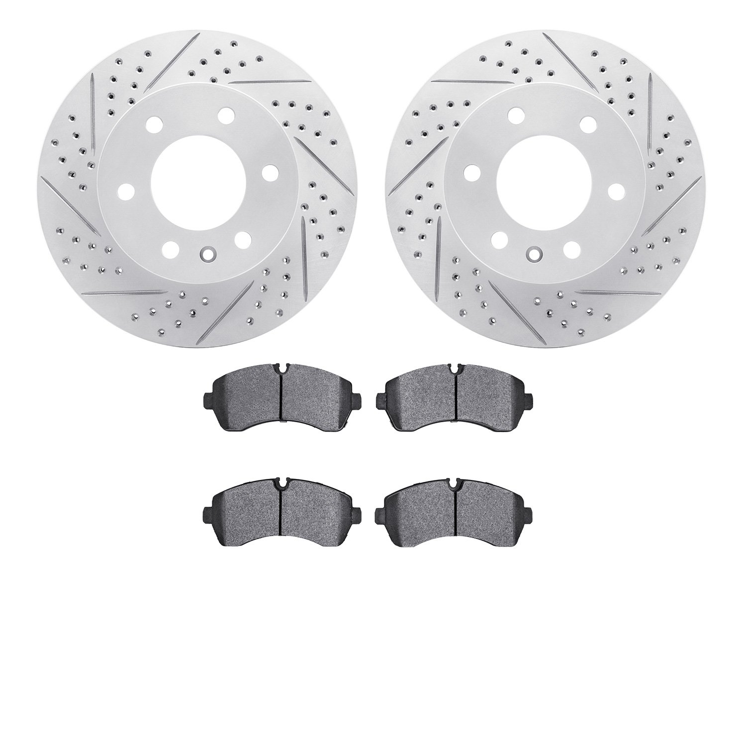 2202-40027 Geoperformance Drilled/Slotted Rotors w/Heavy-Duty Pads Kit, Fits Select Multiple Makes/Models, Position: Front