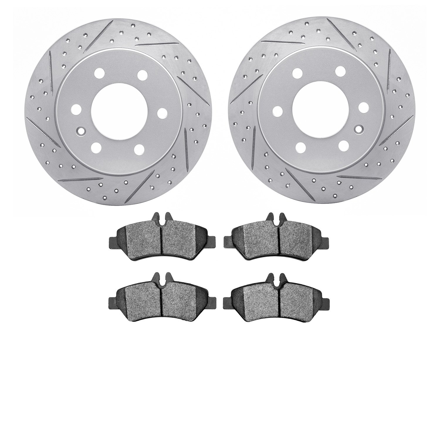 2202-40030 Geoperformance Drilled/Slotted Rotors w/Heavy-Duty Pads Kit, 2007-2018 Multiple Makes/Models, Position: Rear