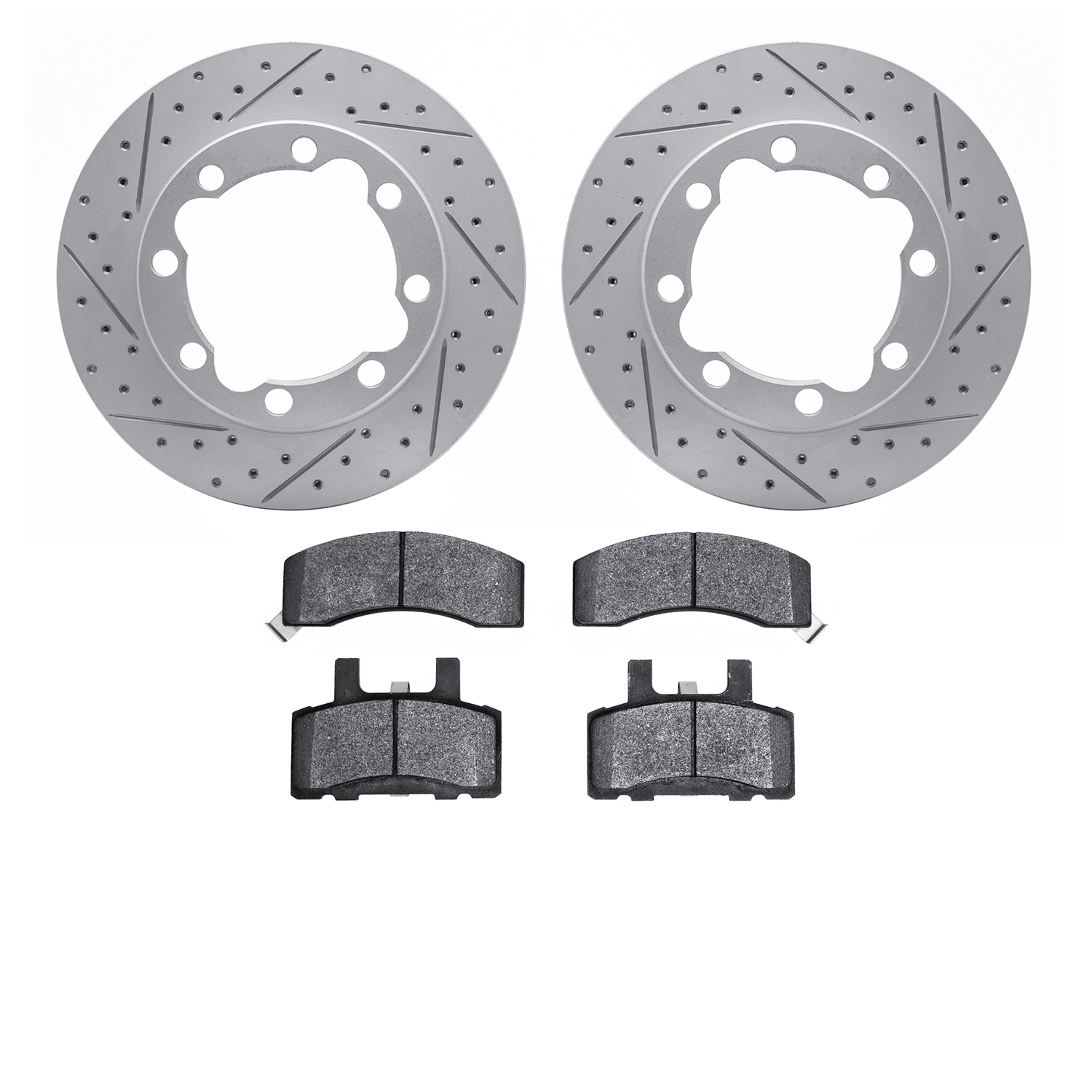 2202-40031 Geoperformance Drilled/Slotted Rotors w/Heavy-Duty Pads Kit, 1988-2000 Multiple Makes/Models, Position: Front
