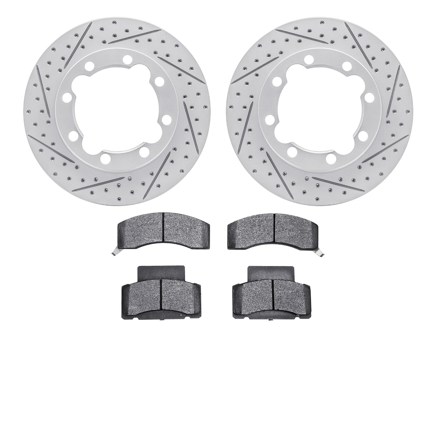 2202-40033 Geoperformance Drilled/Slotted Rotors w/Heavy-Duty Pads Kit, 1992-2000 Multiple Makes/Models, Position: Front