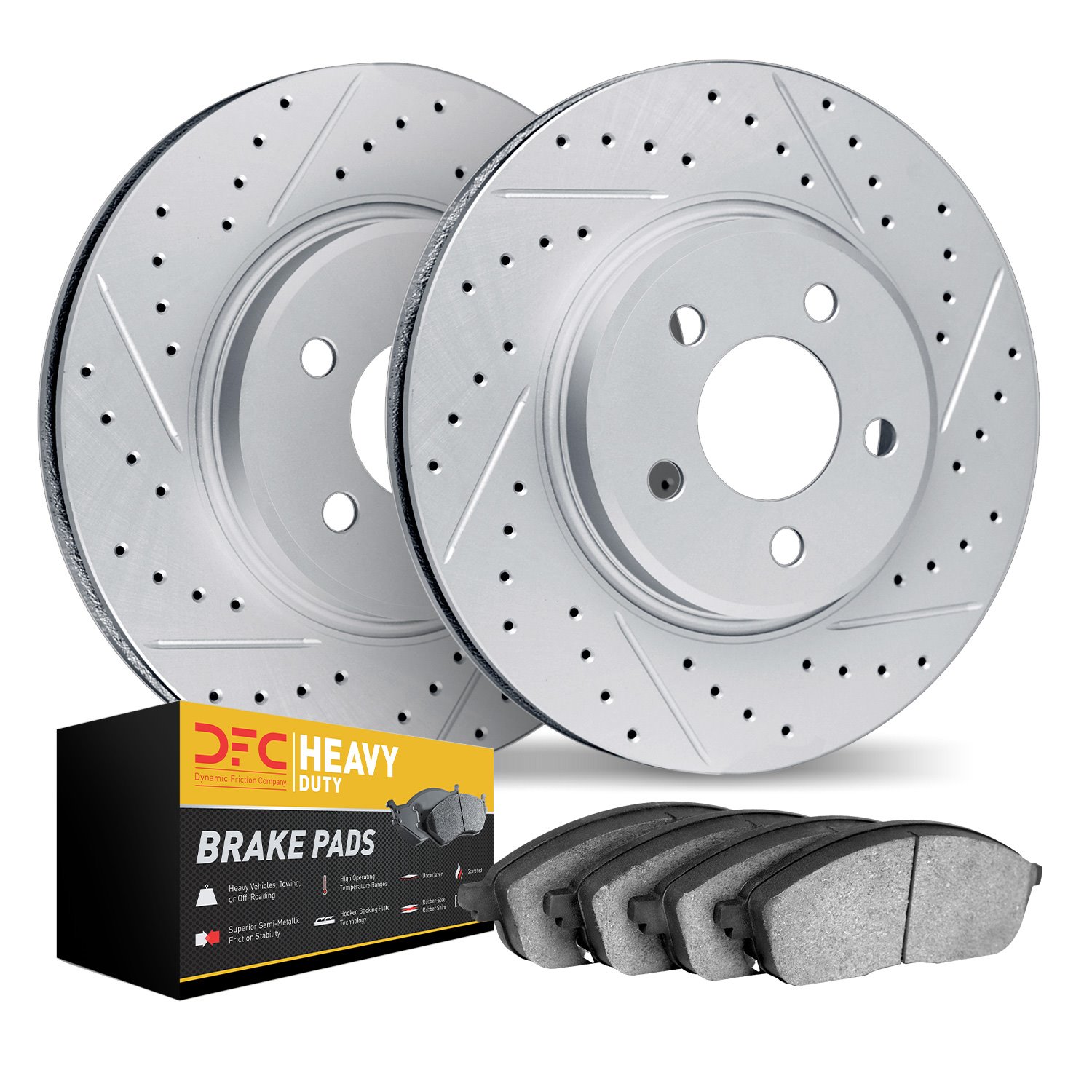 2202-40051 Geoperformance Drilled/Slotted Rotors w/Heavy-Duty Pads Kit, 2000-2001 Mopar, Position: Front