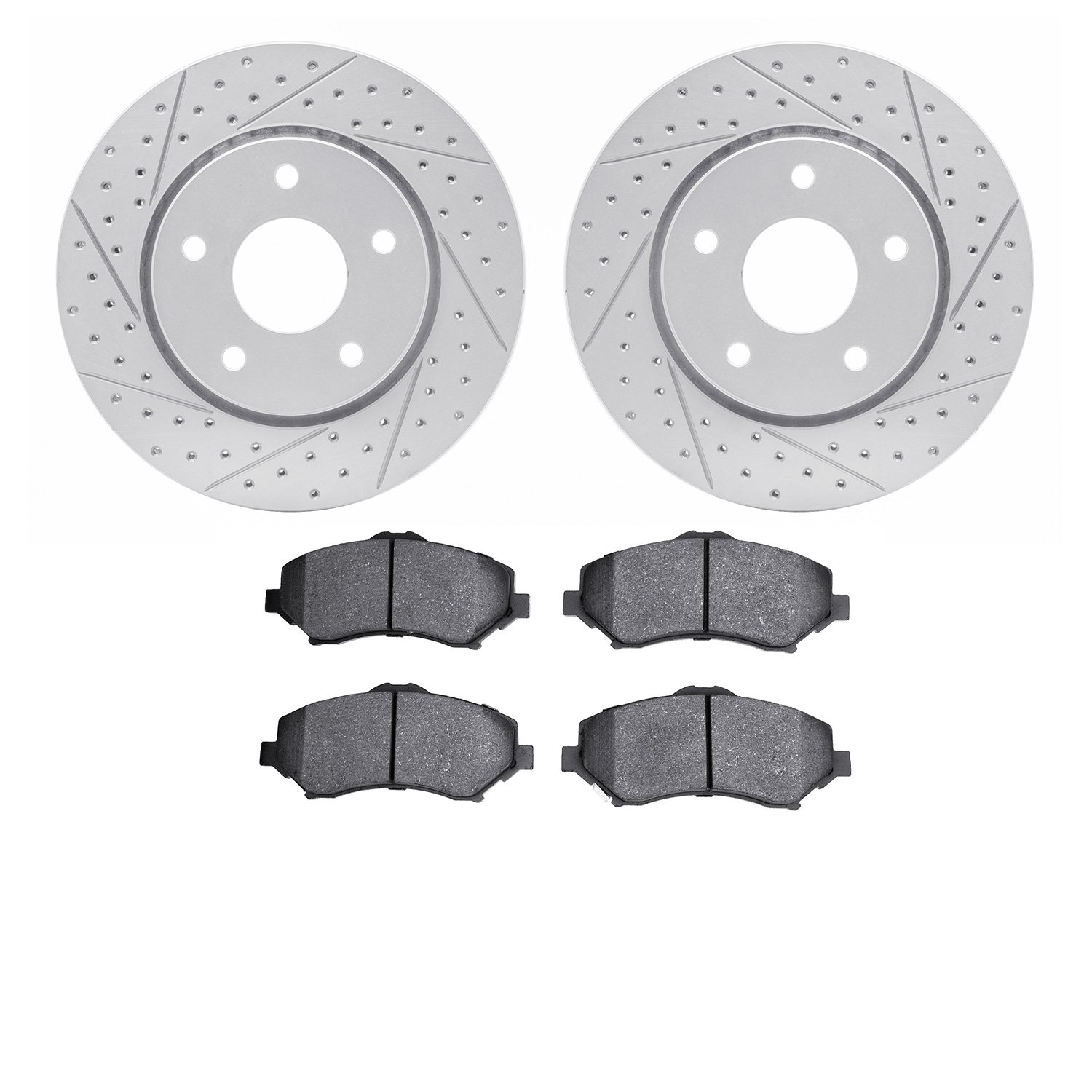 2202-40069 Geoperformance Drilled/Slotted Rotors w/Heavy-Duty Pads Kit, 2008-2016 Multiple Makes/Models, Position: Front