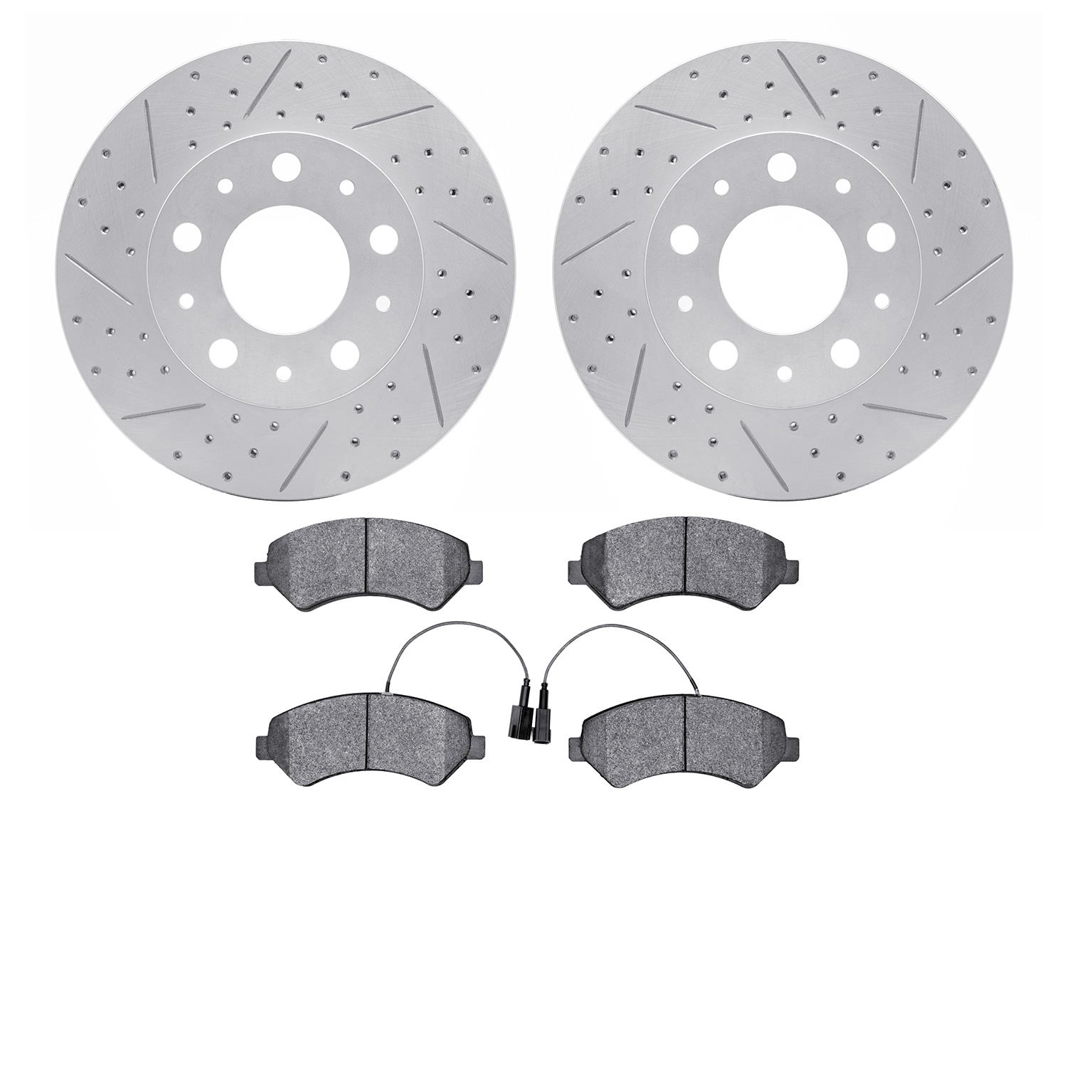 2202-40078 Geoperformance Drilled/Slotted Rotors w/Heavy-Duty Pads Kit, Fits Select Mopar, Position: Front