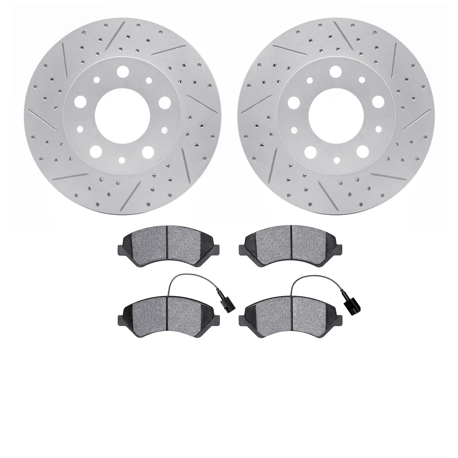 2202-40079 Geoperformance Drilled/Slotted Rotors w/Heavy-Duty Pads Kit, 2014-2021 Mopar, Position: Front