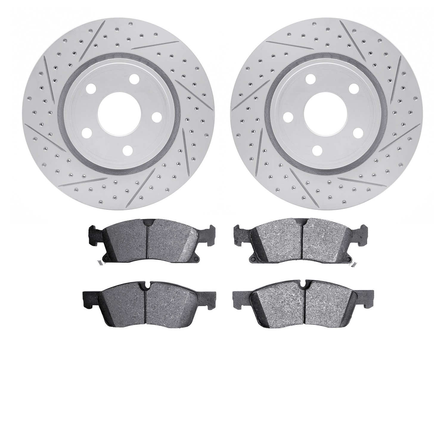 2202-42002 Geoperformance Drilled/Slotted Rotors w/Heavy-Duty Pads Kit, Fits Select Mopar, Position: Front