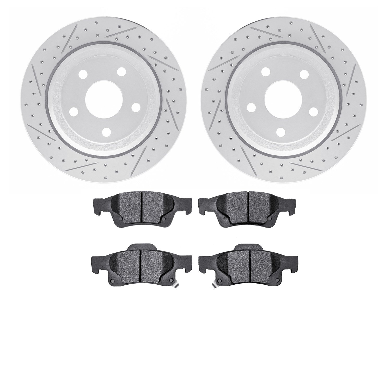 2202-42003 Geoperformance Drilled/Slotted Rotors w/Heavy-Duty Pads Kit, Fits Select Mopar, Position: Rear