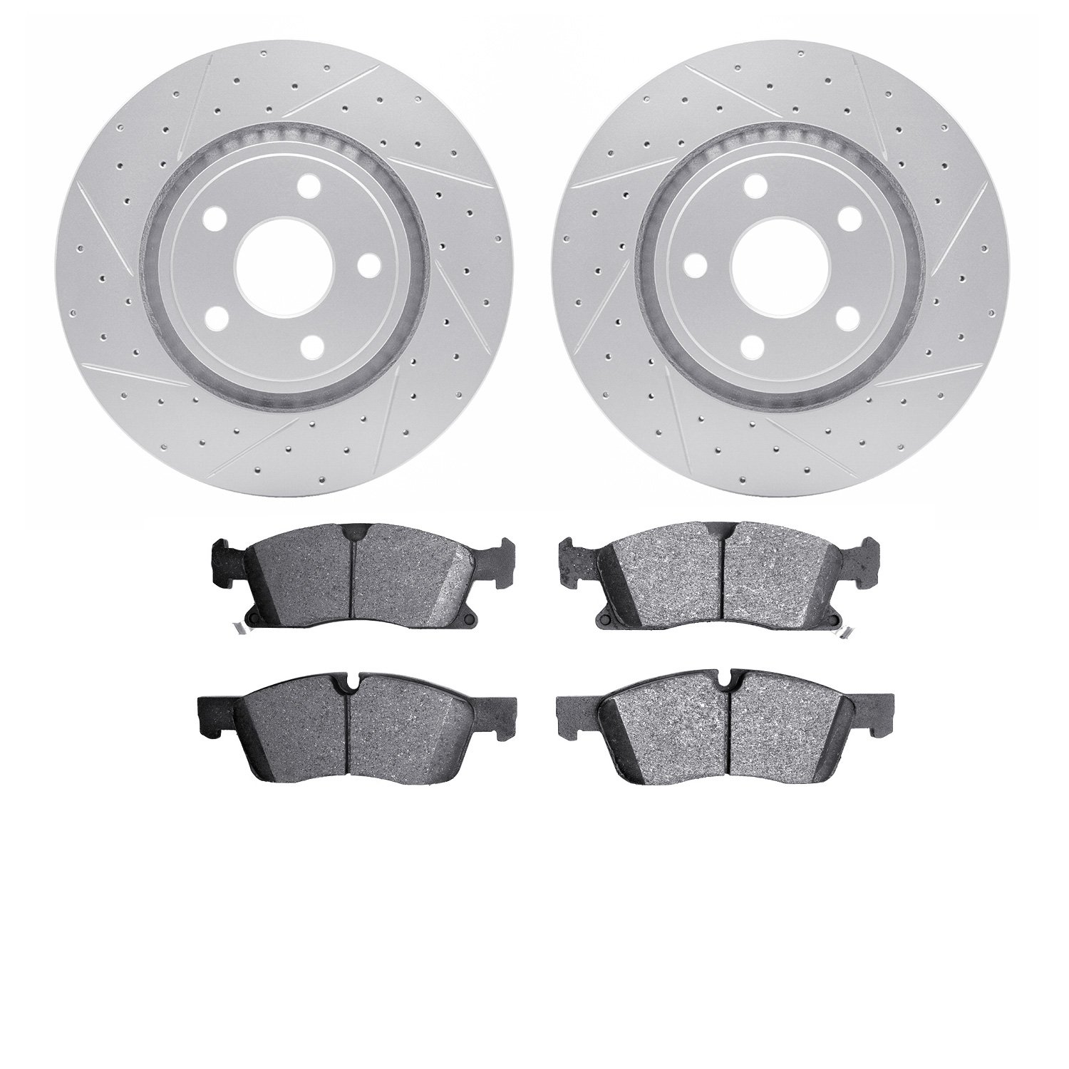 2202-42004 Geoperformance Drilled/Slotted Rotors w/Heavy-Duty Pads Kit, Fits Select Mopar, Position: Front