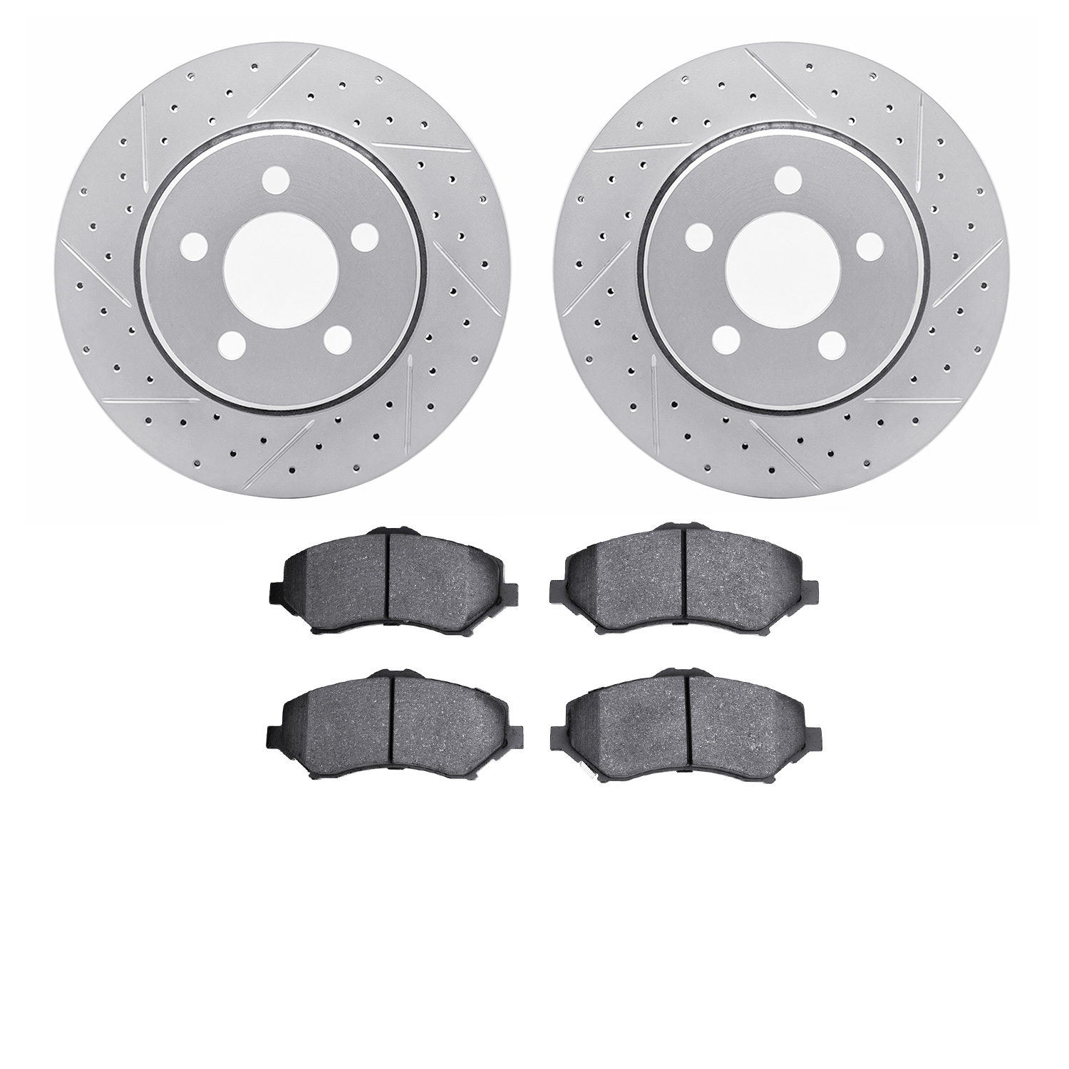 2202-42026 Geoperformance Drilled/Slotted Rotors w/Heavy-Duty Pads Kit, 2007-2012 Mopar, Position: Front