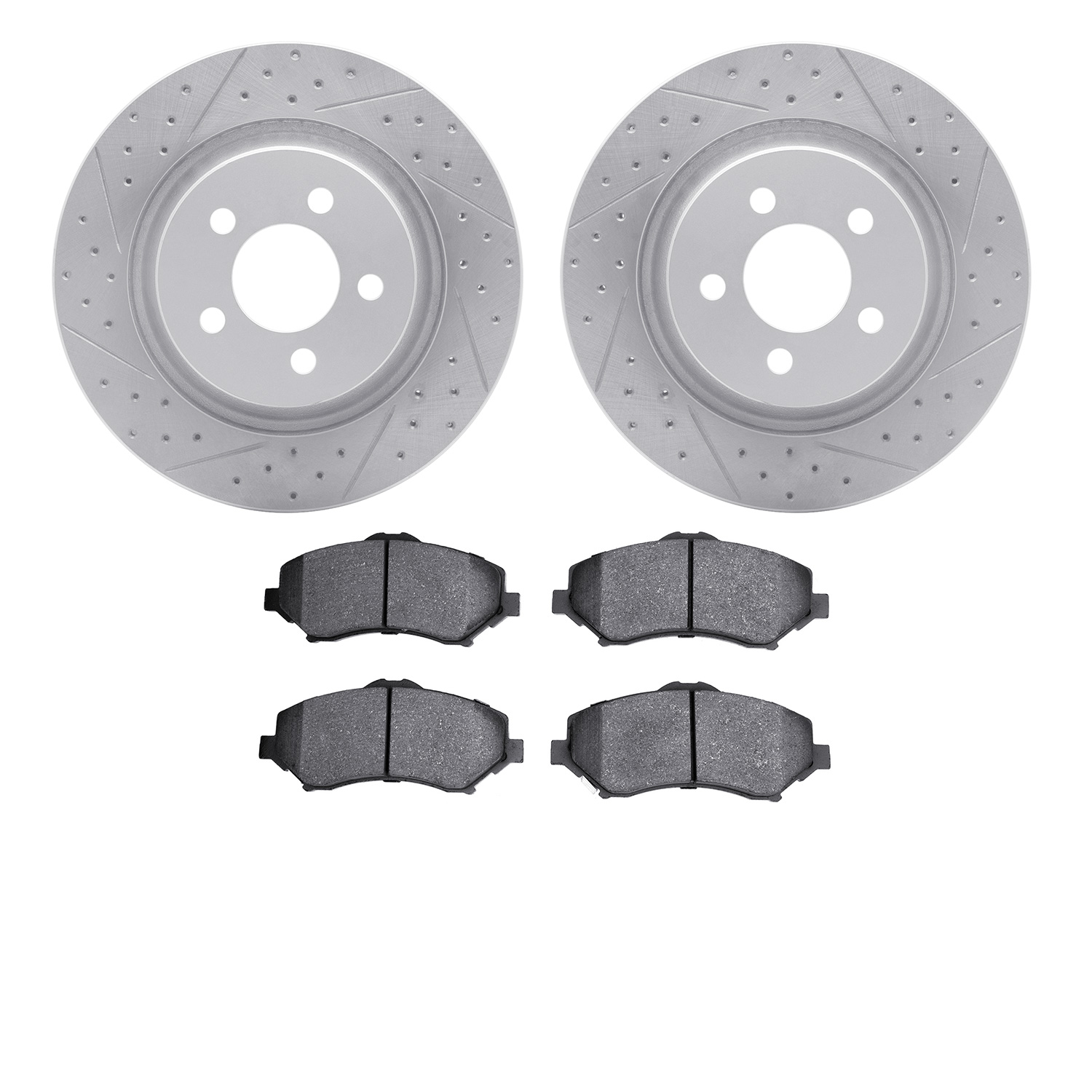 2202-42028 Geoperformance Drilled/Slotted Rotors w/Heavy-Duty Pads Kit, 2011-2012 Mopar, Position: Front