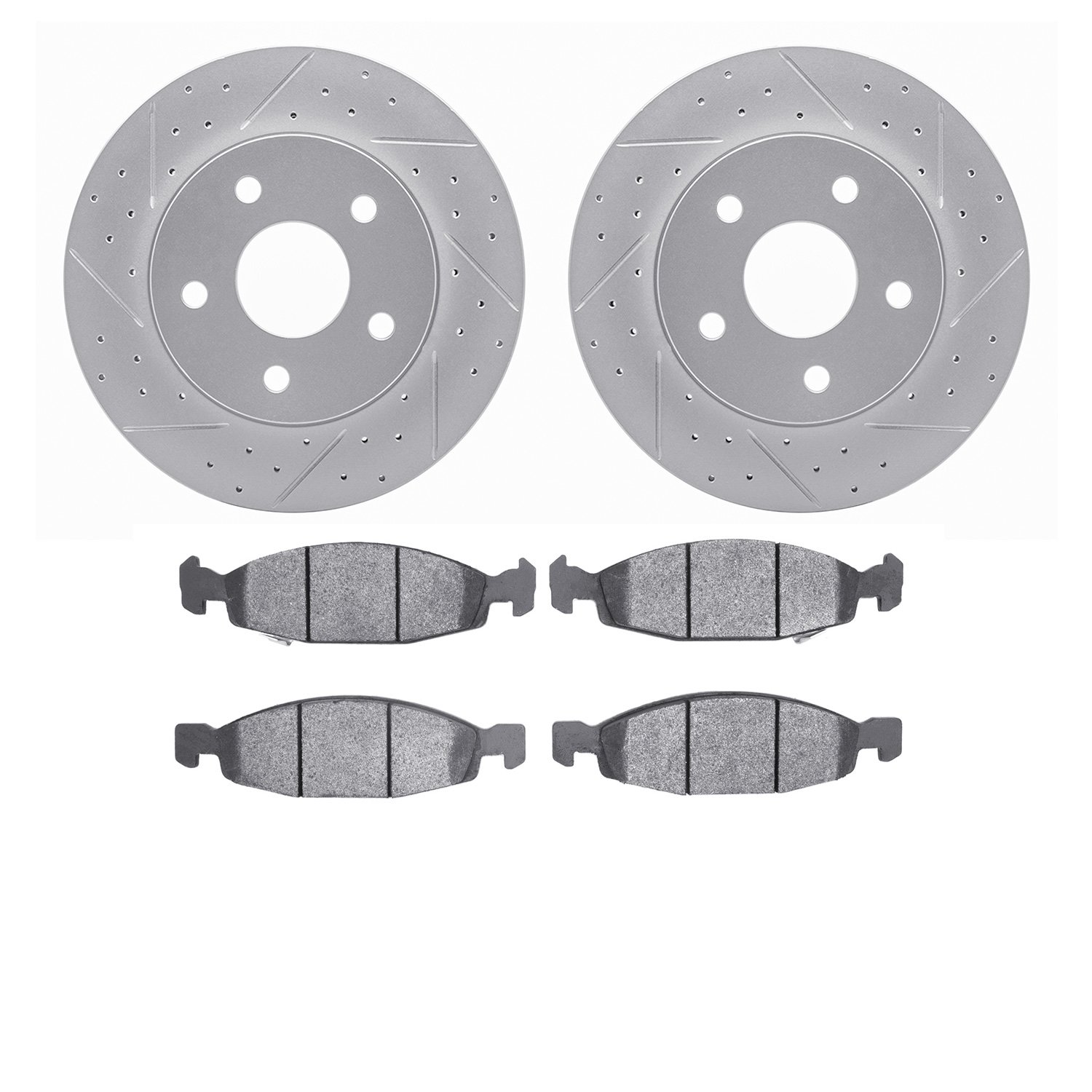 2202-42035 Geoperformance Drilled/Slotted Rotors w/Heavy-Duty Pads Kit, 1999-2002 Mopar, Position: Front