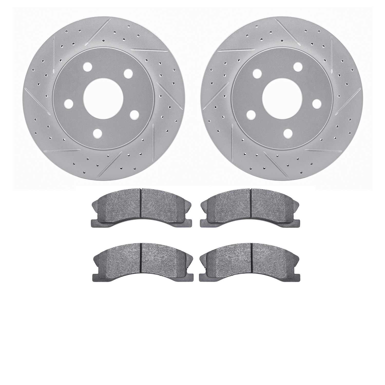 2202-42036 Geoperformance Drilled/Slotted Rotors w/Heavy-Duty Pads Kit, 1999-2004 Mopar, Position: Front