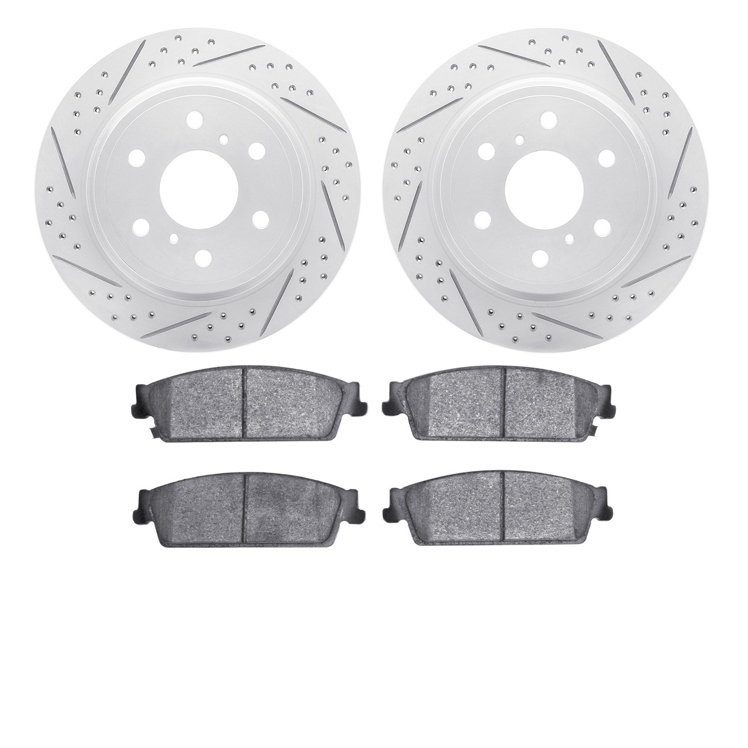 2202-48036 Geoperformance Drilled/Slotted Rotors w/Heavy-Duty Pads Kit, 2007-2014 GM, Position: Rear