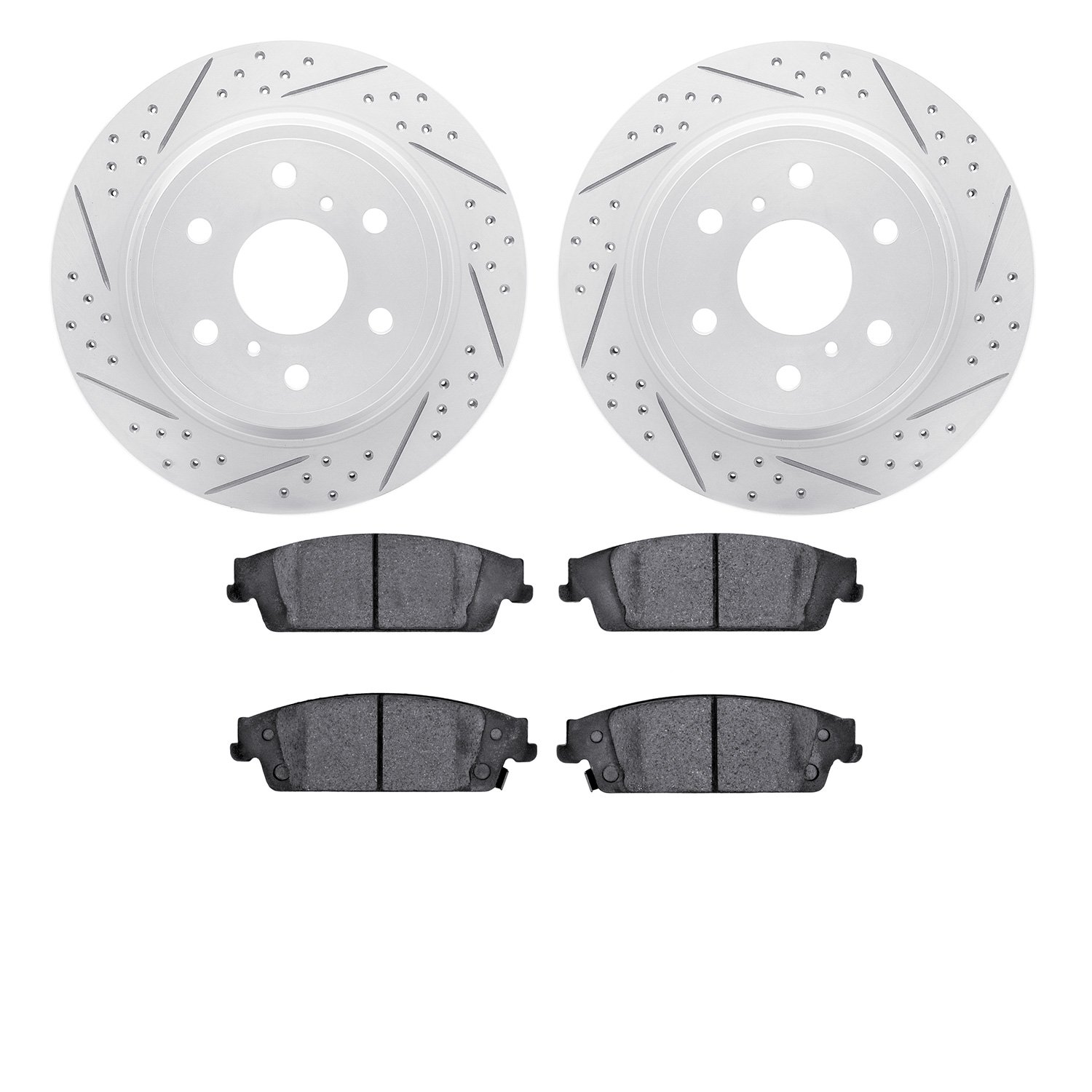 2202-48054 Geoperformance Drilled/Slotted Rotors w/Heavy-Duty Pads Kit, 2014-2020 GM, Position: Rear
