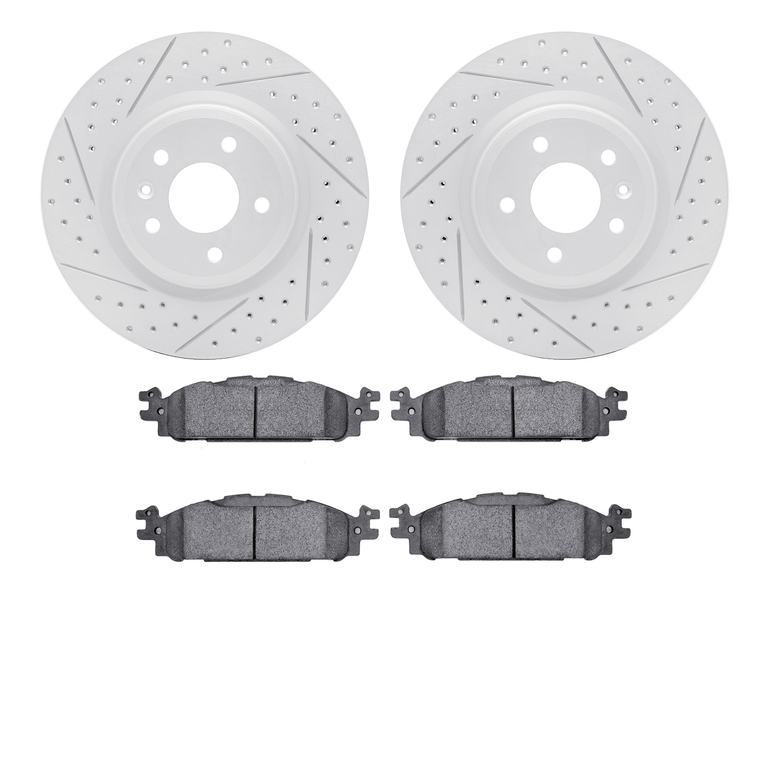 2202-54002 Geoperformance Drilled/Slotted Rotors w/Heavy-Duty Pads Kit, 2009-2010 Ford/Lincoln/Mercury/Mazda, Position: Front