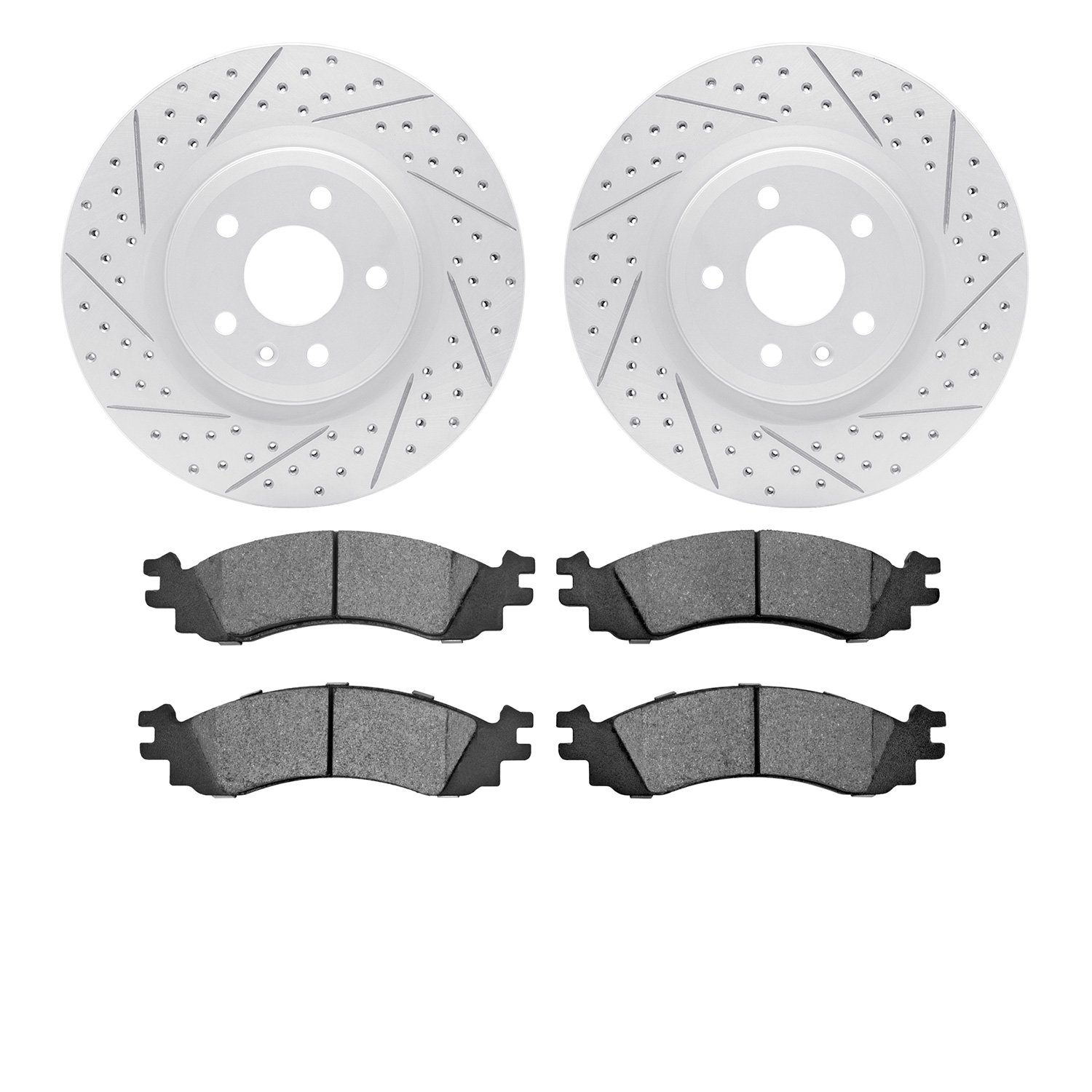 2202-54004 Geoperformance Drilled/Slotted Rotors w/Heavy-Duty Pads Kit, 2011-2012 Ford/Lincoln/Mercury/Mazda, Position: Front