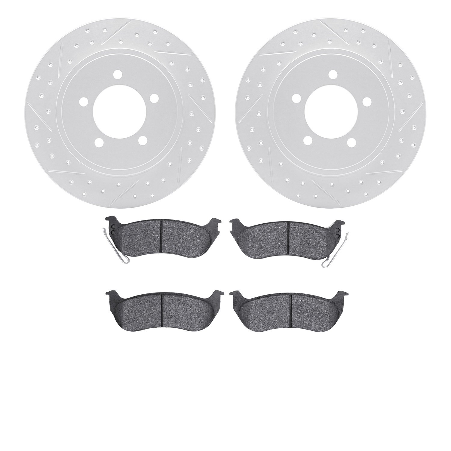 2202-54007 Geoperformance Drilled/Slotted Rotors w/Heavy-Duty Pads Kit, 2006-2010 Ford/Lincoln/Mercury/Mazda, Position: Rear