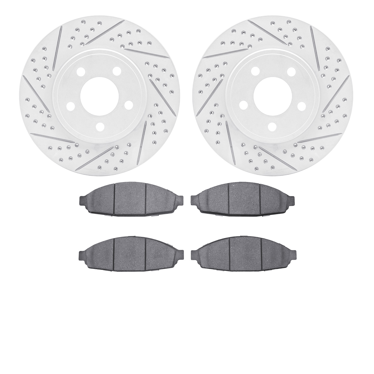 2202-56007 Geoperformance Drilled/Slotted Rotors w/Heavy-Duty Pads Kit, 2003-2011 Ford/Lincoln/Mercury/Mazda, Position: Front