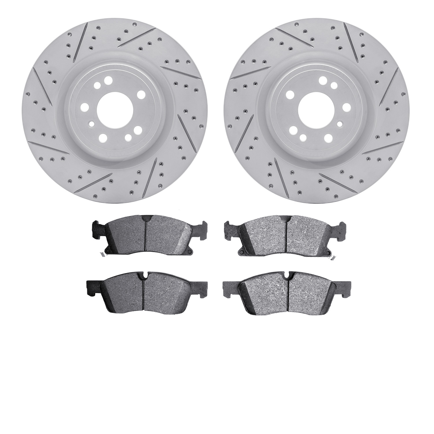 2202-63002 Geoperformance Drilled/Slotted Rotors w/Heavy-Duty Pads Kit, 2013-2019 Mercedes-Benz, Position: Front